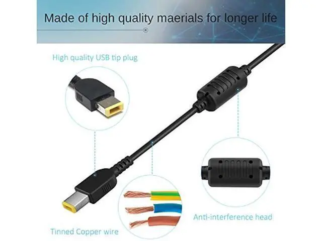 Alt view image 2 of 6 - 135W AC Charger for Lenovo Ideapad Gaming 3 Series 3-15 Yoga Slim 7 9 IdeaPad Y50-70 Y40-70 Y700 ThinkPad T440p T540p T570 W540 Legion Y50 Y520 Y530 135 Watt Laptop Power Supply Adapter Cord