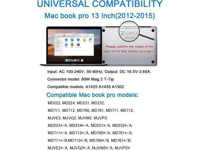 Alt view image 2 of 6 - Charger Replacement for Mac Book Air AC 45W Power T-Tip Shape Connector Power Adapter Charger for Mac Book Air 11 inch and 13 inch2012-2017