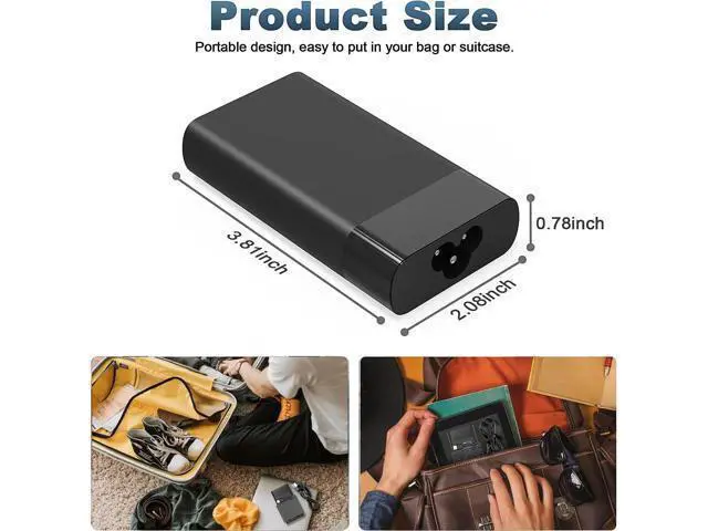 Alt view image 4 of 7 - Zell New Slim 65W Usb C Laptop Charger Power Adapter Replacement For Hp Spectre X360 Charger Usb C Hp Chromebook Charger Hp Type C Charger For Laptop
