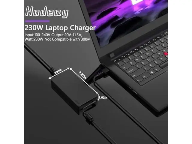 Alt view image 4 of 5 - 230W Laptop Charger Compatible with Lenovo Legion 5 Slim 5 7 5P C7 S7 Y520 Y720 Y7000 Y920 Y740 Y730 Y540 Y545 C7 S7 ThinkPad P1 P73-P70 P53-P51 15ARH05 ThinkBook 16p AC Adapter