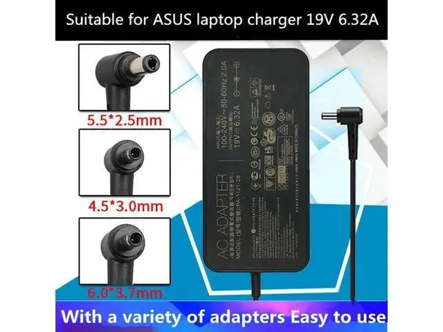 Alt view image 6 of 7 - New 19V 6.32A 120W Laptop Adapter A15-120P1A PA-1121-28 AC Power Charger for FX504 UX510UW N56J N56VM N56VZ N750 N500 G50 N53S N55 Laptop