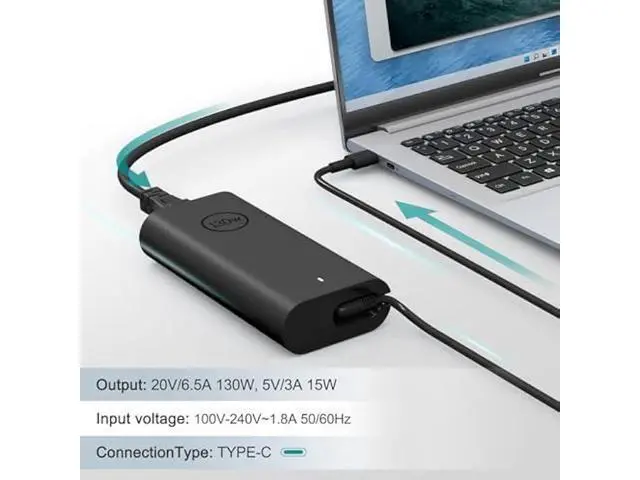 Alt view image 5 of 7 - 130W USB C Laptop Charger Compatible with Dell XPS 15/17,9575Precision 5750 5570 5550 5530 3551 3550 3560 Latitude 5420 5510 7410 7310 7210 9410 9510 AC Cable