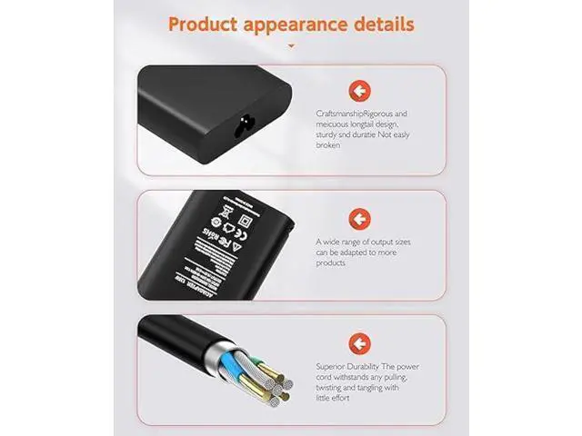 Alt view image 5 of 7 - 135W Laptop Charger Compatible with HP Spectre x360 OMEN 15 17 Pavilion Gaming 15 17 ec0013dx 15-ec0751ms L15534-001 TPN-DA11 TPN-CA13 Power Supply Cord
