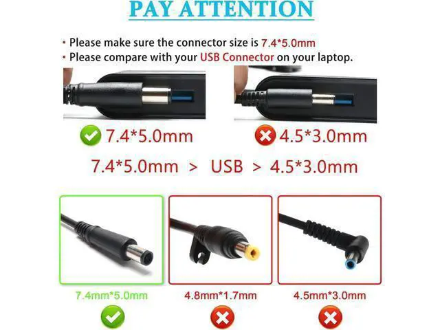 Alt view image 3 of 6 - 19.5V 3.33A 65W Laptop Charger Compatible with HP G4 G6 G7 G32 G42 G56 G60 G61 G62 G71 G72 Dv3 Dv4 Dv5 Dv6 Dv7 Dm4 M6 M7 Power Adapter Supply Cord