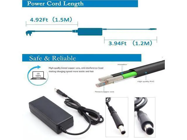Alt view image 4 of 6 - 19.5V 3.33A 65W Laptop Charger Compatible with HP G4 G6 G7 G32 G42 G56 G60 G61 G62 G71 G72 Dv3 Dv4 Dv5 Dv6 Dv7 Dm4 M6 M7 Power Adapter Supply Cord