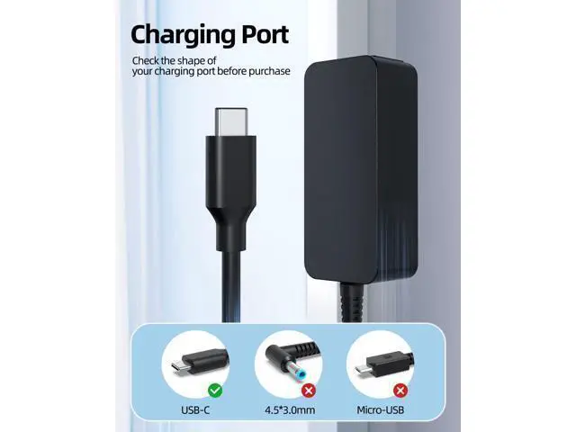 Alt view image 3 of 7 - Fast Chromebook Charger for HP Chromebook Charger - (UL Safety Certified Product) 45W