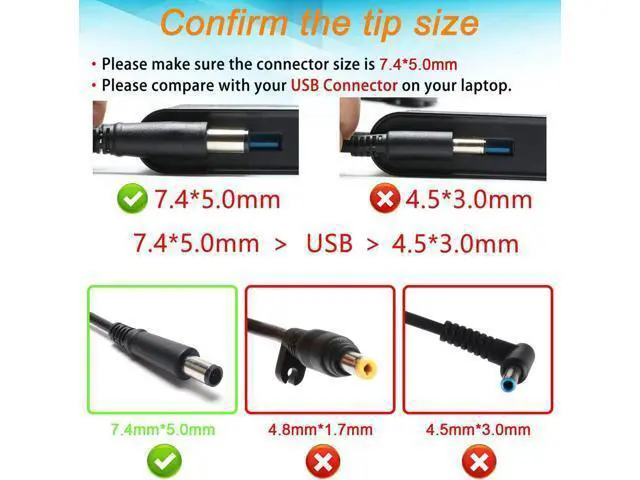 Alt view image 2 of 7 - 65W 18.5V 3.5A HP 2000 Laptop Charger Replacement for HP Pavilion DV7 DV6 G6 G7 DV5 DV4 DM4 G62 G72 AC Adapter Power Supply Cord