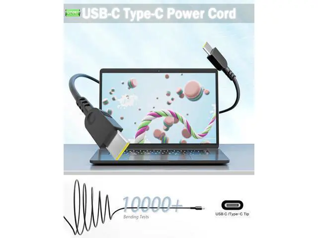 Alt view image 3 of 7 - 2025 New Slim 65W USB C Laptop Charger Compatible with Thinkpad/Yoga/Chromebook Computer Type C Fast Charging Power Cord Ac Adapter