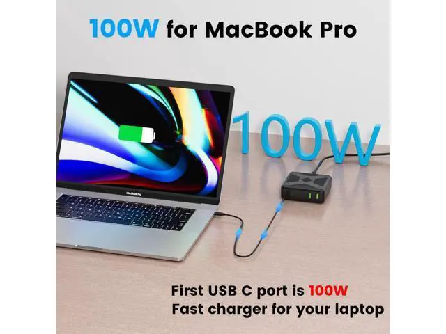 Alt view image 2 of 7 - MacBook Pro/Air USB C Charging Station - 6-Port Fast Charger 100W USB C Laptop Charger for iPad Series iPhone 14/13Pro Max/12 Galaxy Note