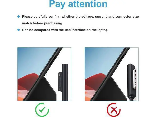 Alt view image 4 of 7 - 102W Surface Book Charger 15V 6.33A Power Supply for Surface Book 3/2/1 Surface Laptop 5/4/3/2 Surface Pro X/9/8/7/6/5th/4/3/2 Surface Go 3/2