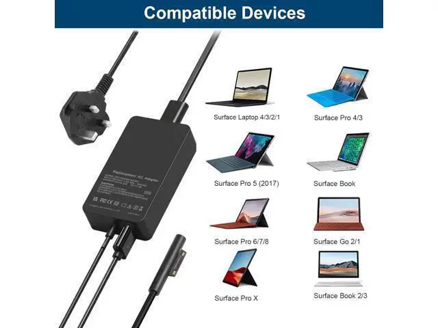 Alt view image 5 of 7 - 102W Surface Book Charger 15V 6.33A Power Supply for Surface Book 3/2/1 Surface Laptop 5/4/3/2 Surface Pro X/9/8/7/6/5th/4/3/2 Surface Go 3/2