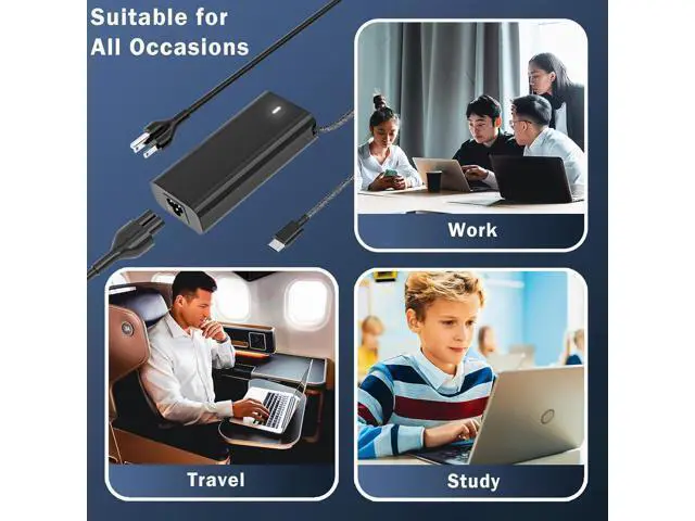 Alt view image 6 of 6 - New Slim 65W USB-C Laptop Charger Replacement for for XPS and Latitude 5000 - Power Cord Included