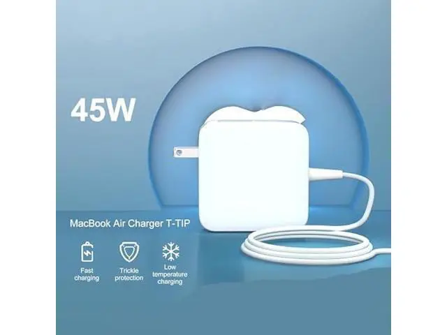 Alt view image 2 of 6 - 45W Charger Compatible for A1436 A1466 A1465 Mac Book Air - Fast T-Tip Power Adapter Compatible for Mac Book Air 11 13 inch Laptop Retina After Mid 2012