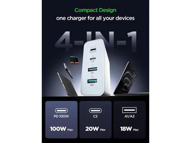 Alt view image 5 of 7 - MacBook Pro Charger-Exclusive PD3.0 PPS 100W USB C Charger Block 120W GaN Fast Charger for MacBook Pro/Air iPhone Galaxy iPad Pro-White