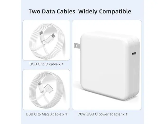 Alt view image 3 of 6 - Charger for MacBook Air 15 13 Inch Mac Book Pro14 Inch M4 M3 M2 M1 from 2025 2024 2023 2022 2021 70W USB-C to Mag 3 Power Adapter Include 6.6FT 5A USB-C to Mag 3 Cable (Original Quality)