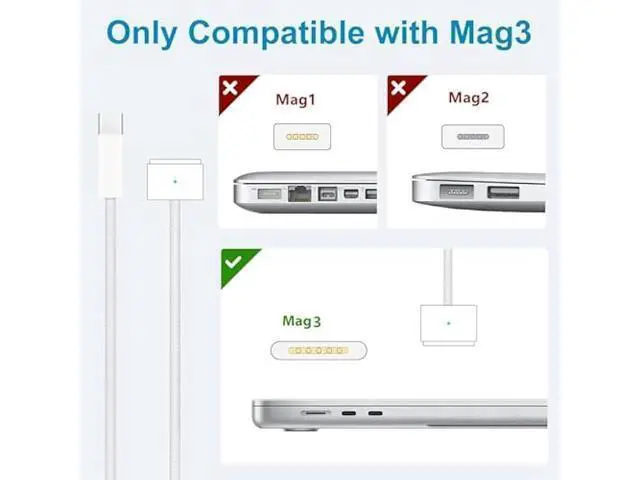 Alt view image 4 of 6 - Charger for MacBook Air 15 13 Inch Mac Book Pro14 Inch M4 M3 M2 M1 from 2025 2024 2023 2022 2021 70W USB-C to Mag 3 Power Adapter Include 6.6FT 5A USB-C to Mag 3 Cable (Original Quality)