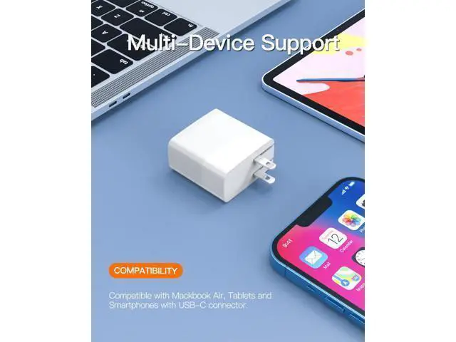 Alt view image 5 of 7 - 30W Charger Fit for MacBook Air Laptop iPad Air 4th Generation Tablet with USB C to C Charging Cable