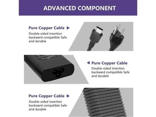 Alt view image 5 of 7 - New Slim 65W Laptop Charger for HP Laptop Charger USB C Computer Replacement Envy x360/Elitebook x360/Spectre x360/Elite x2/Pavilion/Zbook/ProBook Fast Type C Chromebook Power Cord Adapter