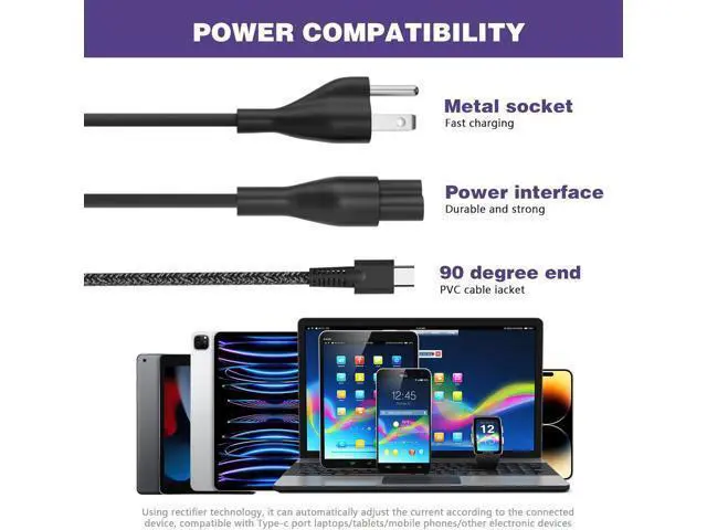 Alt view image 6 of 7 - New Slim 65W Laptop Charger for HP Laptop Charger USB C Computer Replacement Envy x360/Elitebook x360/Spectre x360/Elite x2/Pavilion/Zbook/ProBook Fast Type C Chromebook Power Cord Adapter