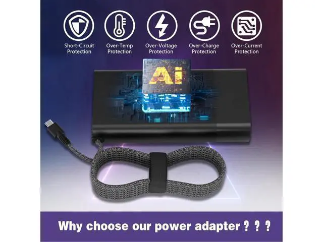 Alt view image 7 of 7 - New Slim 65W Laptop Charger for HP Laptop Charger USB C Computer Replacement Envy x360/Elitebook x360/Spectre x360/Elite x2/Pavilion/Zbook/ProBook Fast Type C Chromebook Power Cord Adapter