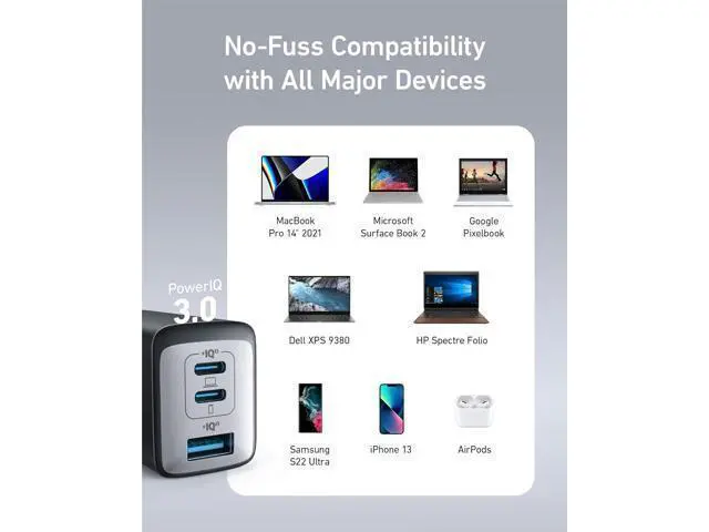 Alt view image 7 of 7 - USB C Charger (Nano 65W) PPS 3-Port Fast Compact Foldable USB C Charger Block for MacBook iPad Pro Galaxy S24 iPhone 16 / 15 and more series