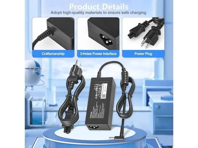 Alt view image 5 of 7 - 65W 19.5V 3.33A AC Adapter Charger Compatible with HP Pavilion x360 11 13 15 17 Envy X360 13 15 Zbook 14u G4 G5 15 G3 15-f111dx 15-f211wm 15-f233wm 15-f278nr 15-r052nr Laptop Power Cord Blue Tip