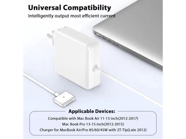 Alt view image 5 of 6 - 85W Charger for MacBook Pro Charger Adapter with Fast Charging Replacement AC 2T-Tip Connector Power Adapter Laptop Charger Compatible with MacBook pro & Air 13 inch-15 inch Retina After Mid 2012