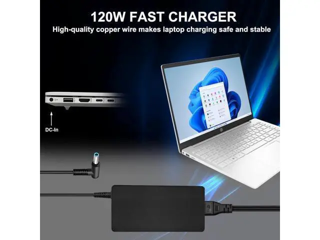 Alt view image 7 of 7 - 120W 6.15A Charger 710415-001 L41856-001 for HP USB-C Dock G5 5TW10UT 5TW10AA 5TW10AA#ABB 5TW10UT#ABA USB-C/A Universal Dock G2 5TW13AA HP Omen 15-5000 15-5100 15-5200 Laptop Charger