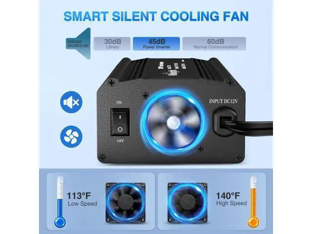 Alt view image 6 of 7 - 300W Power Inverter 12V DC to 110V AC Car Charger Converter with PD 65W USB C & QC3.0 Fast Charge for Phones Tablets Laptop Computer Game Console Kindle iPad DVD Players Black