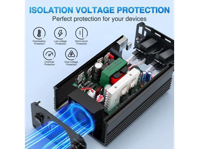 Alt view image 7 of 7 - 300W Power Inverter 12V DC to 110V AC Car Charger Converter with PD 65W USB C & QC3.0 Fast Charge for Phones Tablets Laptop Computer Game Console Kindle iPad DVD Players Black