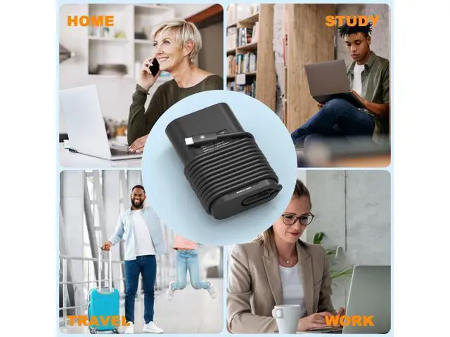 Alt view image 7 of 7 - 65W 45W USB C Laptop Charger for Latitude 5420 7420 5520 5440 5540 7440 5430 5530 7430 7330 7400 7410 5320 5450 7450 2in1 Power Cord Computer Type C AC Adapter for XPS 13 Chromebook 3100