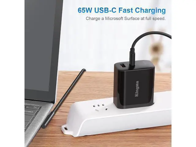 Alt view image 3 of 6 - 65W Surface Pro 7 Charger USB C PD GaN 2-Port Travel Adapter for Surface Pro 3/4/5/6/7/8/X Go/Book/Studio i5