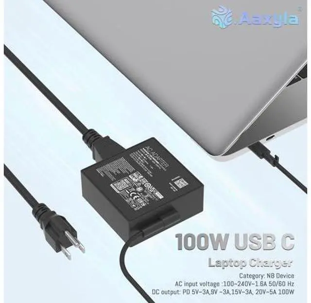 Alt view image 3 of 7 - 100W Compatible with USB Type C Laptop Charger for X13 Z13 GV301 GZ301 GA401QM GA503QM G533QM GX703HS 14 14X UX425QA UM425QA 20V 5A Adapter Power A20-100P1A