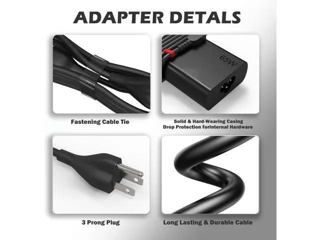 Alt view image 5 of 7 - New Slim 65W USB C Laptop Charger for Thinkpad/Yoga/Chromebook Computer Type C Fast Charging Power Cord Ac Adapter for ThinkPad T14/T15/X1 Carbon Gen 12 Yoga 7i/9i Chromebook 500e /C340/S340