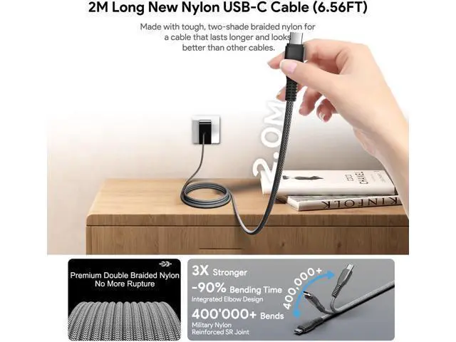 Alt view image 4 of 7 - 65W USB Type C Charger for Nimo N151 N151S N152 N153 N154 15.6 N171 N171S 17.3 FHD Laptop Notebook PC PD3.0 GaN 60W 65w USB-C Power Supply Travel Charger with 6.6ft USB C Cable & Foldable Plug
