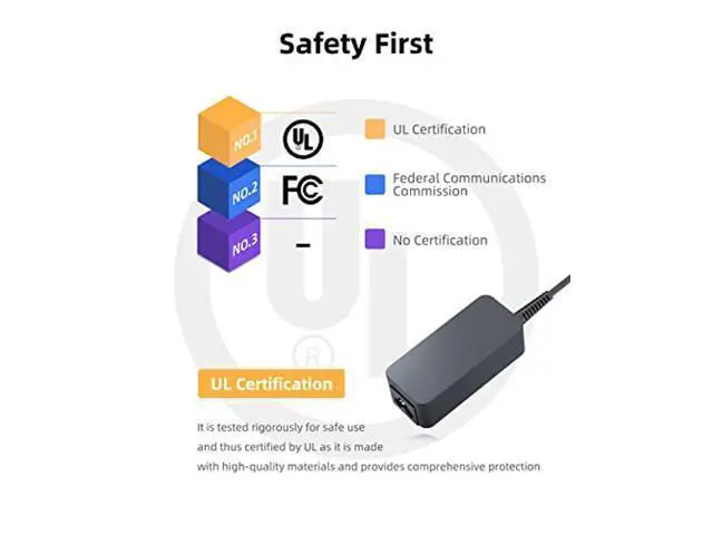 Alt view image 2 of 5 - Chromebook Charger for Lenovo Chromebook, (UL Certified Safety), 45W, USB C, Fast Charger