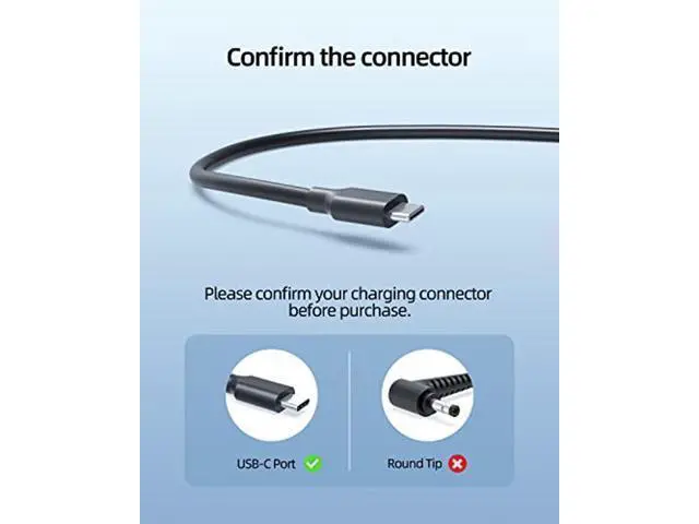 Alt view image 3 of 5 - Chromebook Charger for Lenovo Chromebook, (UL Certified Safety), 45W, USB C, Fast Charger