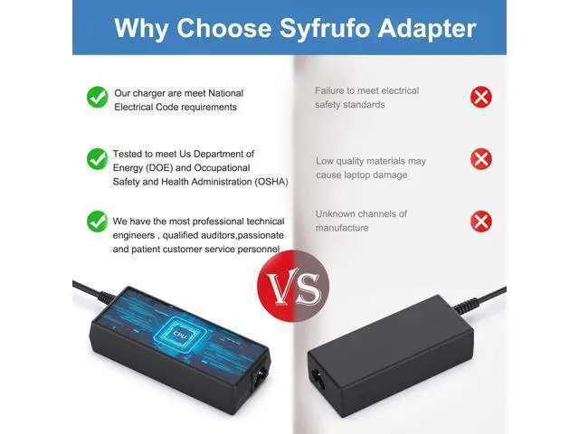 Alt view image 7 of 7 - 90W Laptop Charger for Inspiron 15 17 Series 5400 5401 5490 5491 7500 7501 7590 7591 7790 Latitude E5430 E6410 E6420 E6430 E6440 E6540 E7470 E7450 Power Supply