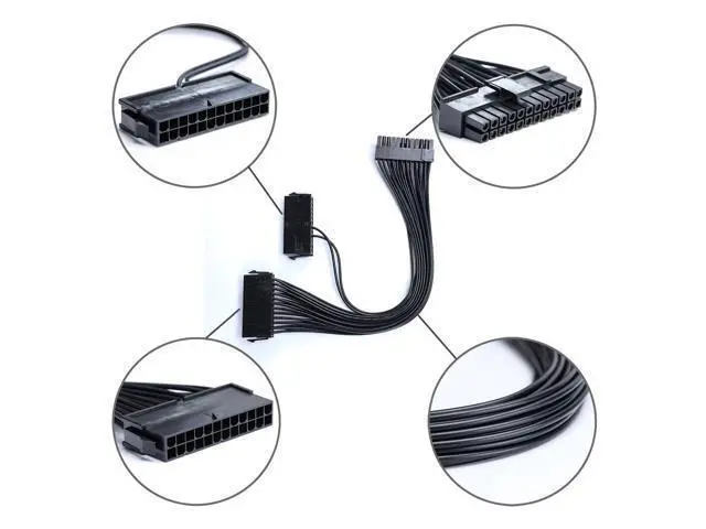 Alt view image 2 of 5 - Wonderful Direct Dual PSU Cable,Dual Power Supply 24Pin ATX Motherboard Mainboard Adapter 24PIN Connector Cable Mining Extension Cable (1Pack Dual PSU Cable)