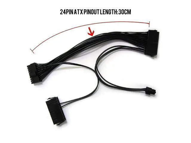 Alt view image 4 of 5 - Wonderful Direct Dual PSU Cable,Dual Power Supply 24Pin ATX Motherboard Mainboard Adapter 24PIN Connector Cable Mining Extension Cable (1Pack Dual PSU Cable)