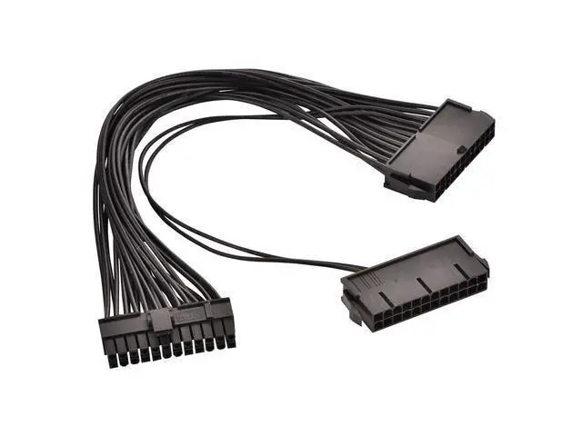 Alt view image 5 of 5 - Wonderful Direct Dual PSU Cable,Dual Power Supply 24Pin ATX Motherboard Mainboard Adapter 24PIN Connector Cable Mining Extension Cable (1Pack Dual PSU Cable)