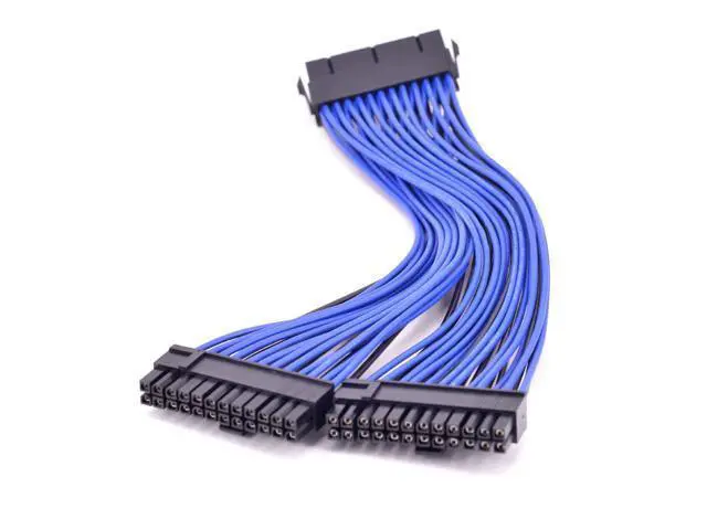 Alt view image 3 of 3 - 24Pin 1 to 2 Power Supply Extension Cable ATX 24 Pin Male to Female Power Port Cable 20+4 Pin Desktop Internal PSU cable