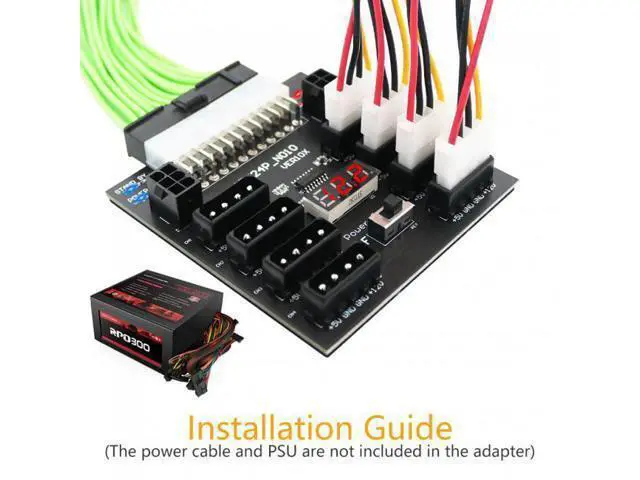 Alt view image 5 of 7 - Shenzhong ATX PSU Server Power Board 24Pin to IDE 8x 4Pin +2x 6Pin Power Supply Board for CHIA ETH BTC Mining Miner