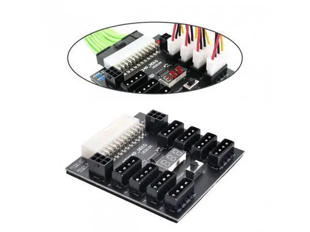 Alt view image 6 of 7 - Shenzhong ATX PSU Server Power Board 24Pin to IDE 8x 4Pin +2x 6Pin Power Supply Board for CHIA ETH BTC Mining Miner