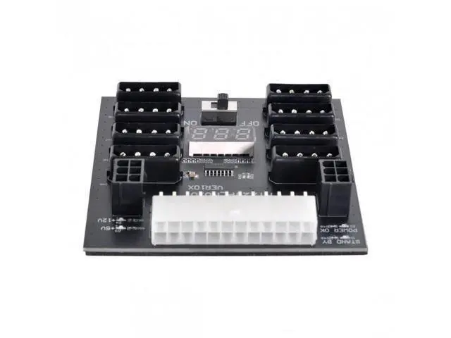 Alt view image 7 of 7 - Shenzhong ATX PSU Server Power Board 24Pin to IDE 8x 4Pin +2x 6Pin Power Supply Board for CHIA ETH BTC Mining Miner