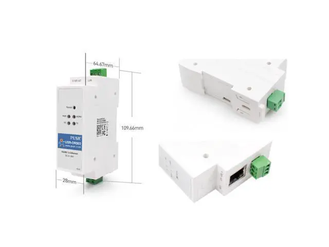Alt view image 2 of 5 - PUSR Din Rail RS485 to Ethernet Converter Modbus RTU to TCP Modbus Gateway Transmit Data transparently Between TCP/IP and RS485 User-Defined Webpage USR-DR302
