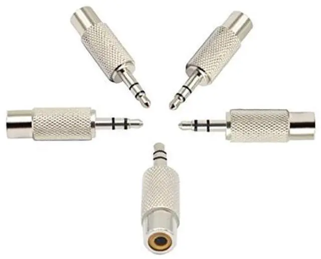 Main image of Rca To 3.5Mm Audio Adapter Metal 3.5Mm (1/8 Inch) Stereo Plug Male To Rca Female Jack Adaptor Connector(Silver)(5 Packs, 3-Pole)