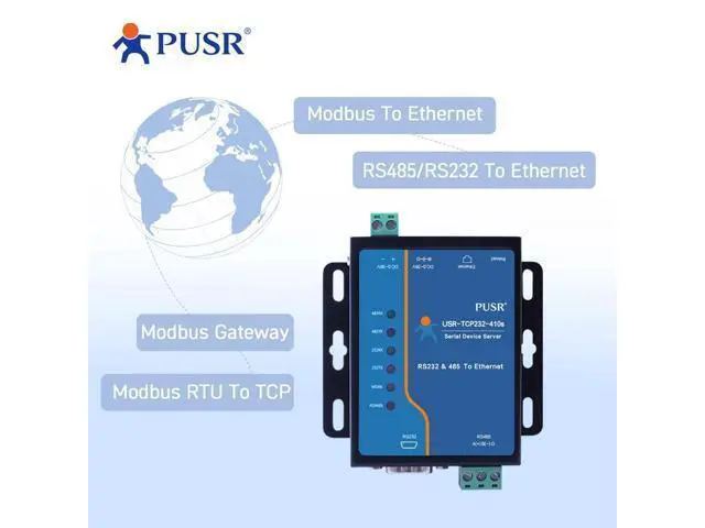 Alt view image 4 of 5 - PUSR Edge Computing RS485 RS232 to Ethernet Modbus Gateway Modbus to ethernet Support MQTT SSL/TLS encryption in HTTP Modbus RTU to TCP USR-TCP232-410S-New