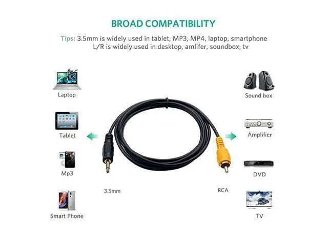 Alt view image 5 of 7 - 3.5mm to RCA Cable - 3.5mm 1/8 inch Mono Male Plug to RCA Male Jack Audio Cable Cord Gold Plated 1.8m (6Ft)