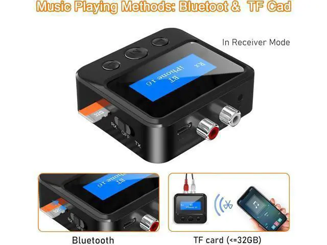 Alt view image 4 of 7 - Bluetooth Receiver for Old Stereo 3.5mm AUX Bluetooth Audio Adapter for Stereo Receiver Wired Speakers Home Theater Amplifier with RCA L/R 3.5mm Jack Low Latency for Music Streaming TF Card Play
